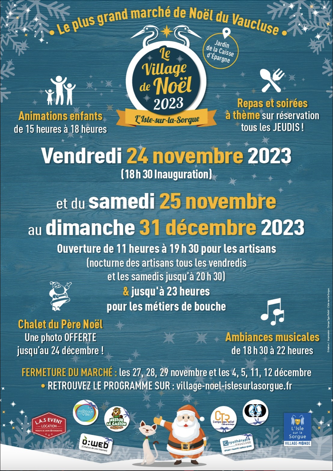 >Noël en Vaucluse 2023 - Le Village de Noël 2023 à L'Isle-sur-la-Sorgue